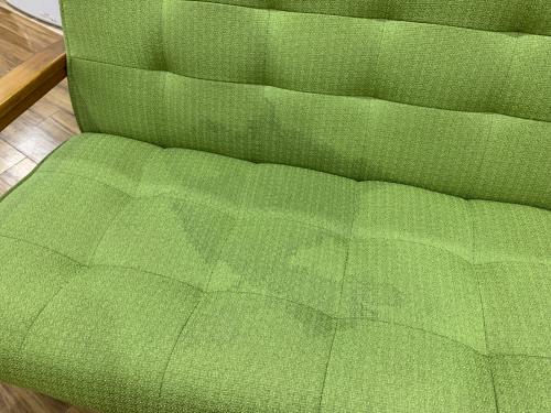 ウッドアーム2人掛けソファー ブラウン×グリーン