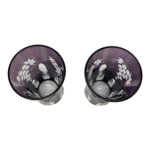 硝子工房彩鳳 (ガラスコウボウサイホ) 葡萄模様ビア切子 2Pセット