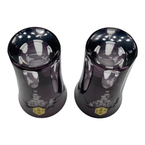 硝子工房彩鳳 (ガラスコウボウサイホ) 葡萄模様ビア切子 2Pセット