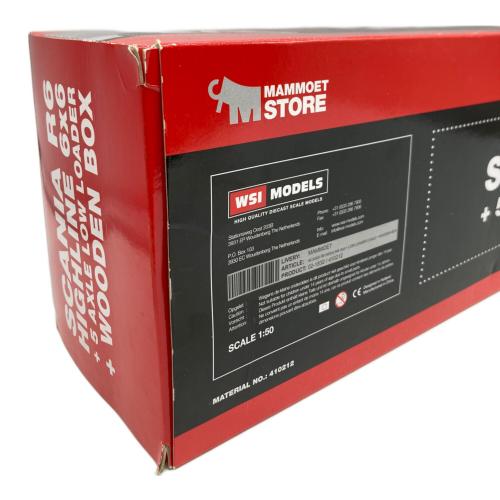 MAMMOET STORE ミニカー 箱スレ有 Scania R6 Highline 6x6 + 5 axle low loader + wooden box