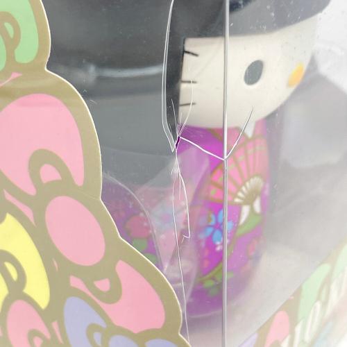 こけしハローキティ 置物 桜･着物PUリボン紫