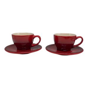 LE CREUSET (ルクルーゼ) カプチーノ カップ&ソーサー チェリーレッド / 200ml