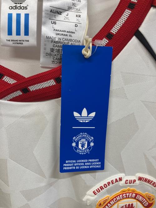 adidas (アディダス) サッカーユニフォーム JF0376 マンチェスター・ユナイテッド 91 アウェイジャージー メンズ SIZE 2XL ホワイト