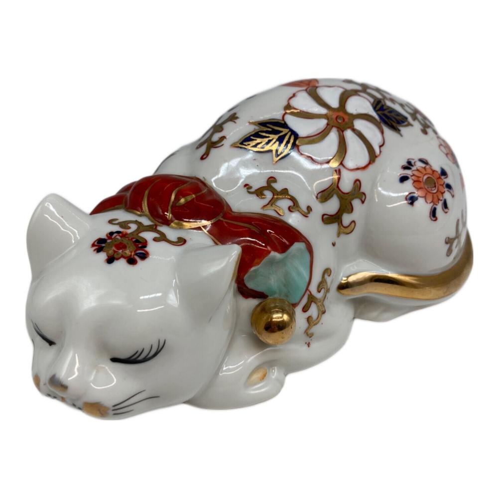眠り猫　伊万里焼　激レア洋風ひまわり柄猫　のみ1点骨盤品 伊万里焼 (イマリヤキ) 眠り猫 インテリア置物｜トレファクONLINE