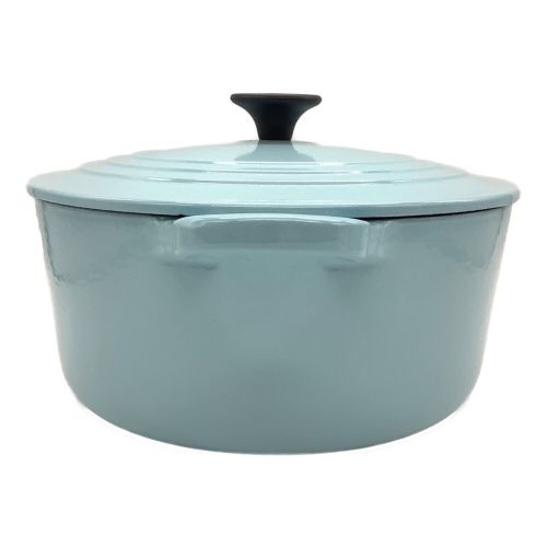 美品】LE CREUSETココット ロンド サテンブルー24cm