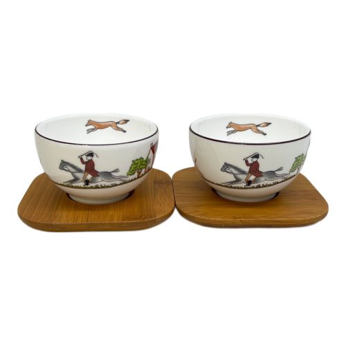 Wedgwood (ウェッジウッド) グリーンティーカップ 木製ソーサー茶托 HUNTING SCENES 2Pセット