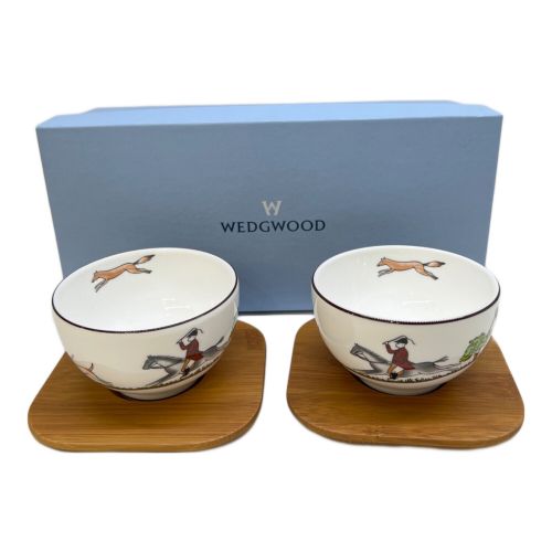 Wedgwood (ウェッジウッド) グリーンティーカップ 木製ソーサー茶托 HUNTING SCENES 2Pセット