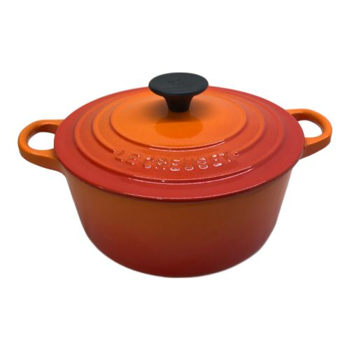 LE CREUSET (ルクルーゼ) ホーロー両手鍋 18cm レッド×オレンジ