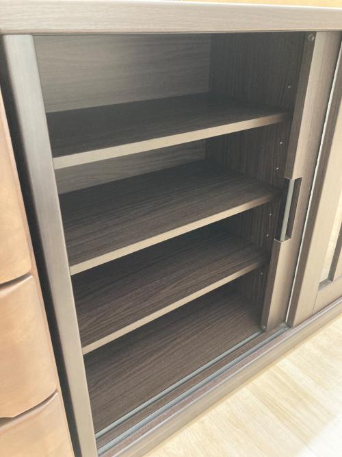 ニトリ サイドボード ブラウン 50 スライド2枚扉 アカツキ