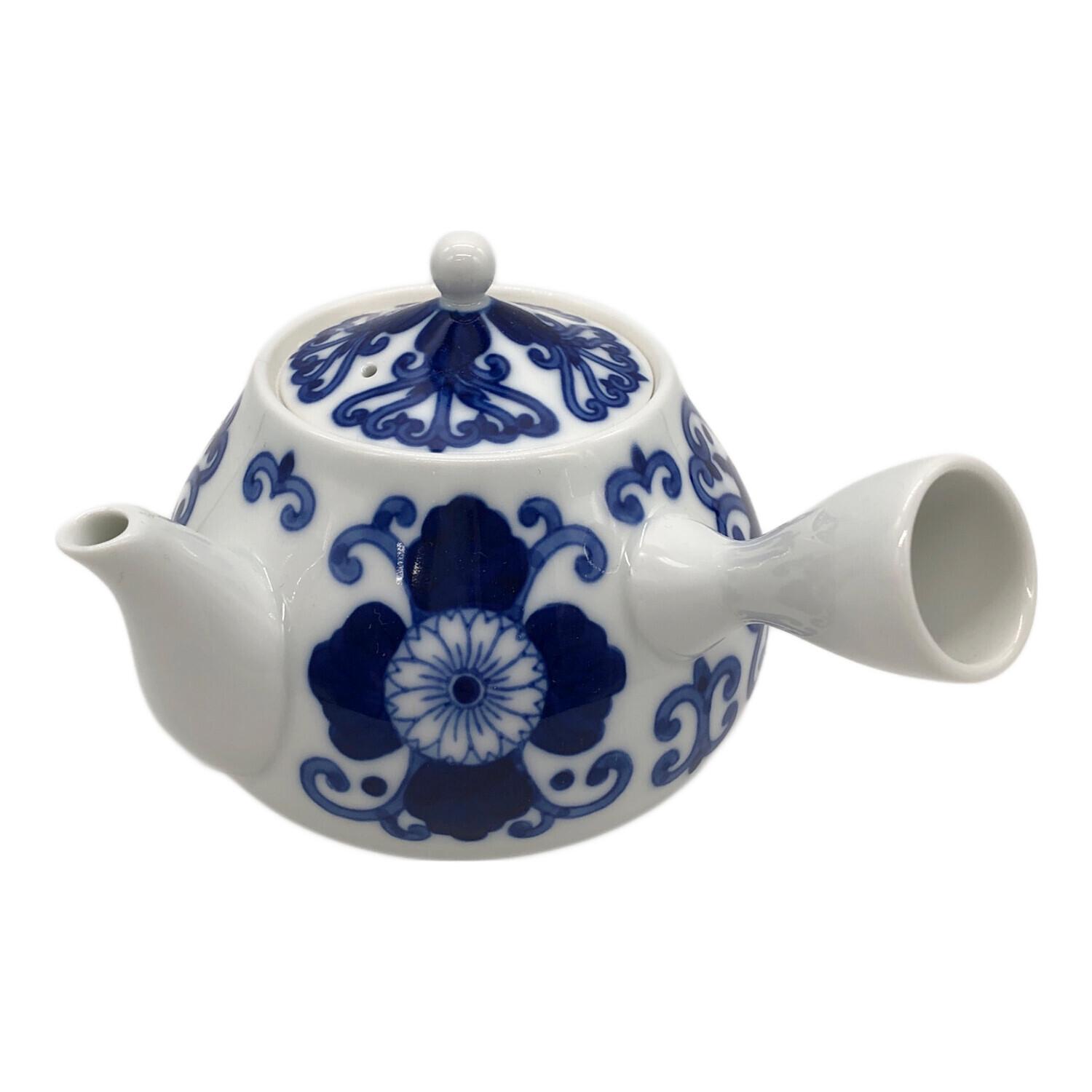 深川製磁 (フカガワセイジ) 茶器揃え 染付菊唐草 急須1・湯呑み5セット