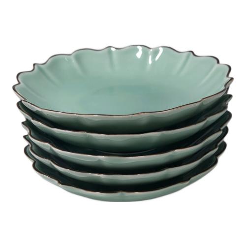 深川製磁 (フカガワセイジ) 銘々皿揃 笹青磁 4号皿揃