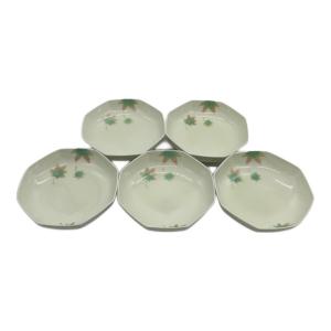 深川製磁 (フカガワセイジ) グリーン楓 面取取皿揃