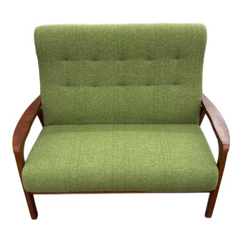 ファブリックソファー ライトグリーン×ブラウン 2人掛け