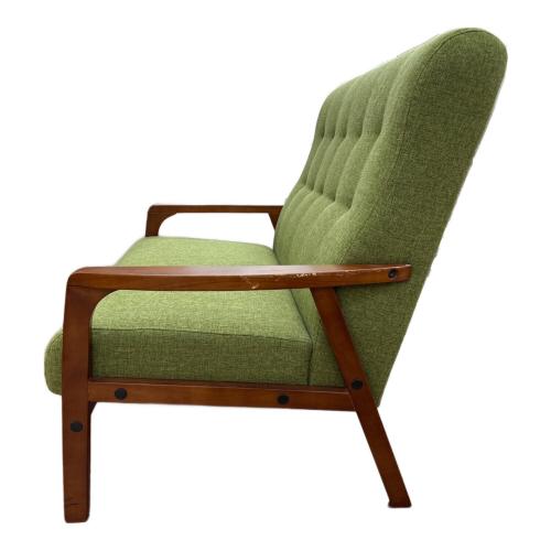 ファブリックソファー ライトグリーン×ブラウン 2人掛け