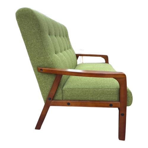 ファブリックソファー ライトグリーン×ブラウン 2人掛け