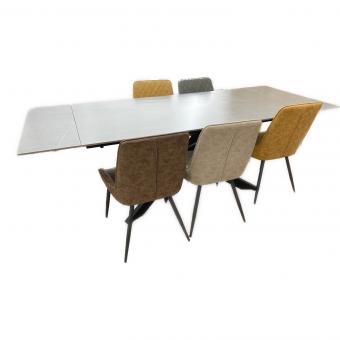 大川家具 (オオカワカグ) セラミックダイニング6点セット グレー×ブラック アイビス