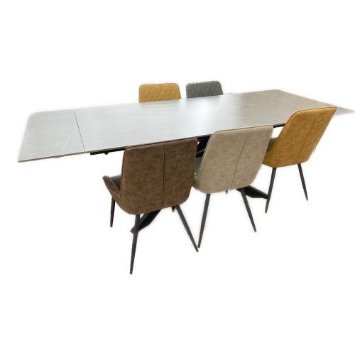 大川家具 (オオカワカグ) セラミックダイニング6点セット グレー×ブラック アイビス