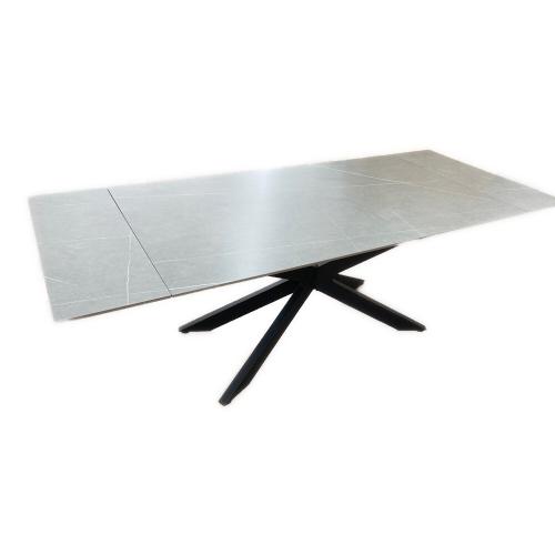 大川家具 (オオカワカグ) セラミックダイニング6点セット グレー×ブラック アイビス