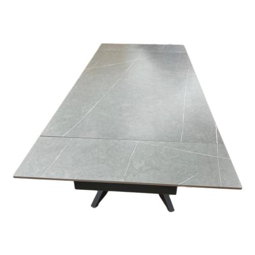 大川家具 (オオカワカグ) セラミックダイニング6点セット グレー×ブラック アイビス