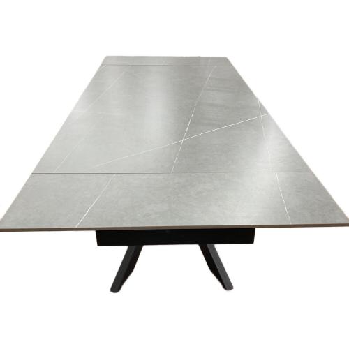 大川家具 (オオカワカグ) セラミックダイニング6点セット グレー×ブラック アイビス