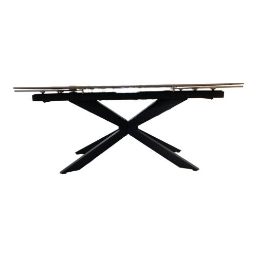 大川家具 (オオカワカグ) セラミックダイニング6点セット グレー×ブラック アイビス