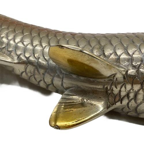 秀正 作 鋳銅 双鯉