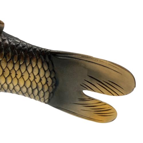 秀正 作 鋳銅 双鯉