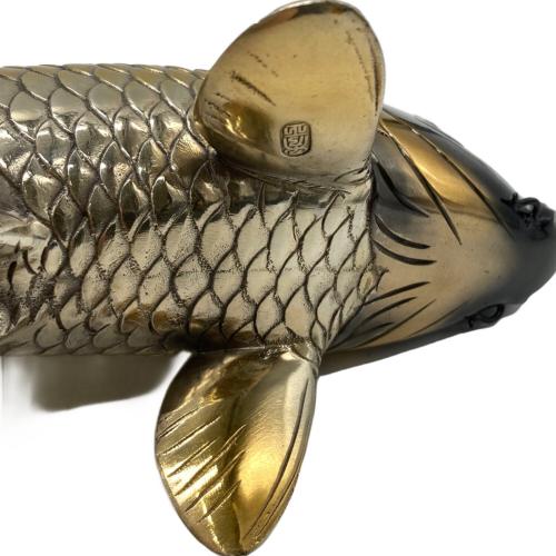 秀正 作 鋳銅 双鯉