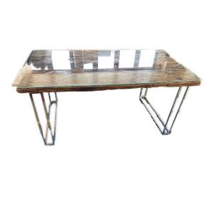 FAR EAST FURNITURE ダイニングテーブル 167 ブラウン×シルバー RAILWAY