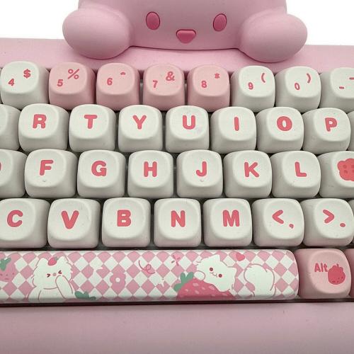 YUNZII C68 ワイヤレスメカニカルキーボード ネコ　ピンク