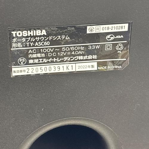 TOSHIBA (トウシバ) ポータブルサウンドシステム TY-ASC60 2022年製