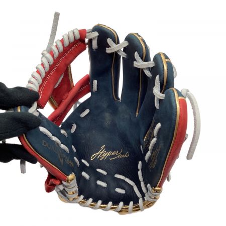 美品　Rawlings Hyper tech グローブ ネイビー　イエロー 軟式 HYPER TECH COLOR SYNC [オールフィールダー用] サイズ