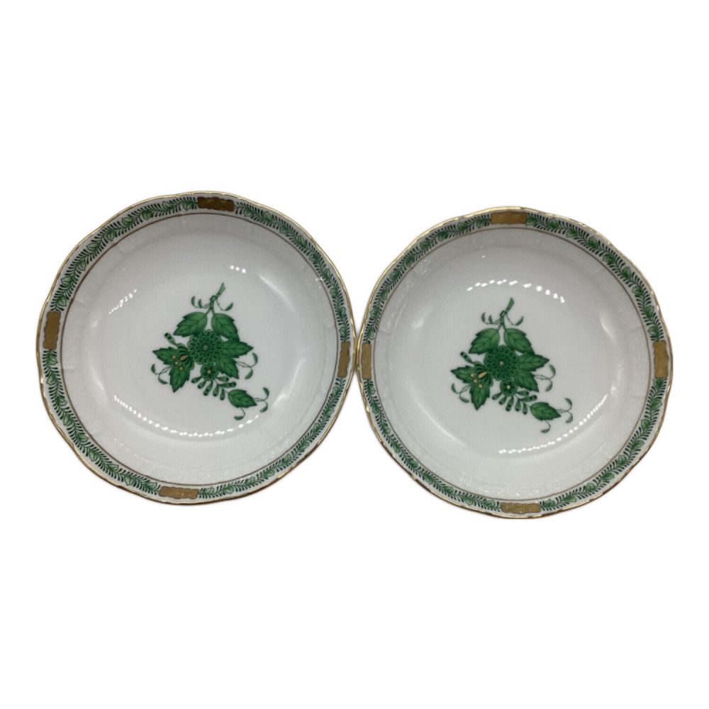 未使用☆ヘレンド アポニーグリーン シェルディシュ Herend (ヘレンド) シンプル スイートディッシュ アポニーグリーン 2P