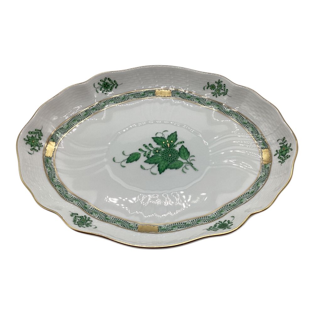 新品未使用　ヘレンド　アポニーグリーン　オーバルディシュ Herend (ヘレンド) オーバルディッシュ △ アポニーグリーン