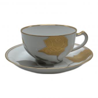 大倉陶園 (オオクラトウエン) ティー碗皿 金蝕バラ