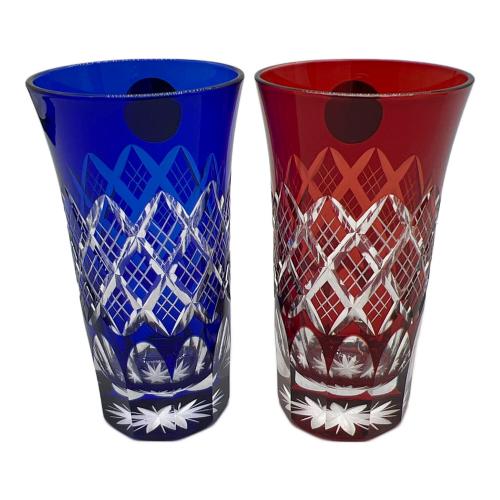 江戸切子 ▲ 重ね矢来 ロビール ペア