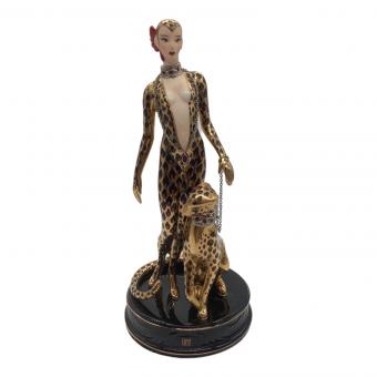 ERTE フィギュリン Leopard Limited Edition 3988 ゴールド×ブラック　Franklin Mint（フランクリン・ミント）
