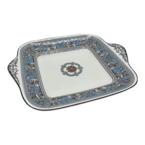 Wedgwood (ウェッジウッド) ブレッド&バタープレート ホワイト×ブルー 28cm フロレンティーン・ターコイズ