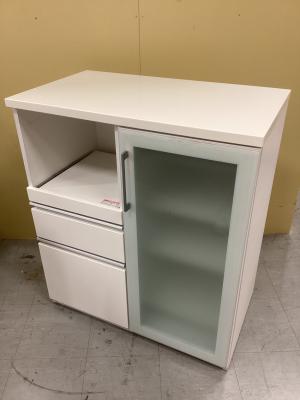 ニトリ キッチンカウンター ホワイト 幅:90cm/奥行:50cm/高さ:100cm 1枚扉 引き出し② ポスティア