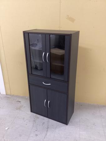 YAMAZEN (ヤマゼン) ミニ食器棚 ブラウン 幅60cm 奥行29cm 高さ120cm 2枚扉 引出付き CCB-1260