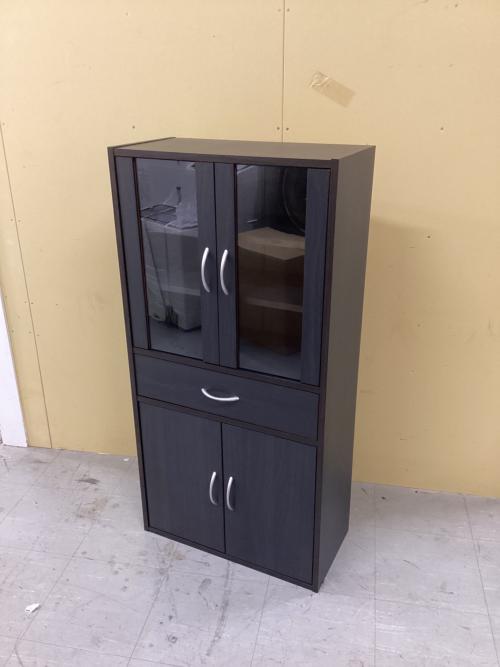 YAMAZEN (ヤマゼン) ミニ食器棚 ブラウン 幅60cm 奥行29cm 高さ120cm 2枚扉 引出付き CCB-1260