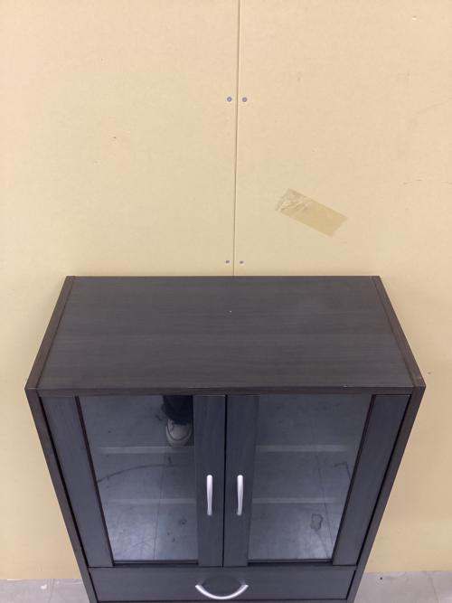 YAMAZEN (ヤマゼン) ミニ食器棚 ブラウン 幅60cm 奥行29cm 高さ120cm 2枚扉 引出付き CCB-1260