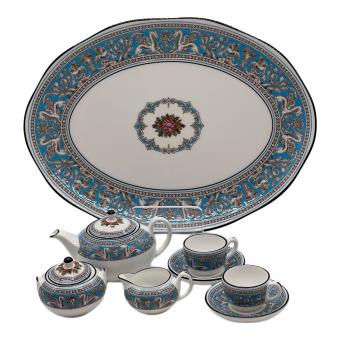 Wedgwood (ウェッジウッド) ミニチュアティーセット ▲ フロレンティーン・ターコイズ