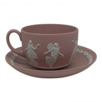 Wedgwood (ウェッジウッド) カップ&ソーサー ▲ ※保管時ヨゴレ有 ジャスパー ホワイトオンピンク