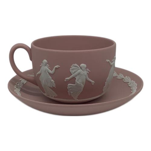 Wedgwood (ウェッジウッド) カップ&ソーサー ▲ ※保管時ヨゴレ有 ジャスパー ホワイトオンピンク
