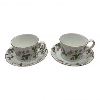 Wedgwood (ウェッジウッド) ティーカップ&ソーサー(デルフィ) ▲ ワイルドストロベリー 2Pセット