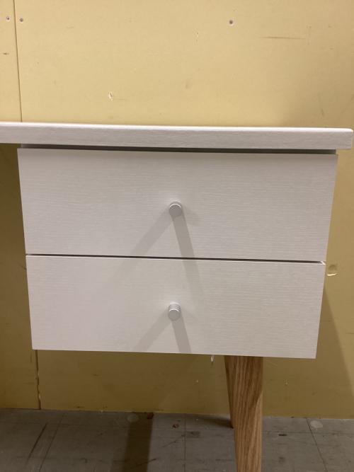 ワークデスク ホワイト×ナチュラル 323 引き出し2段