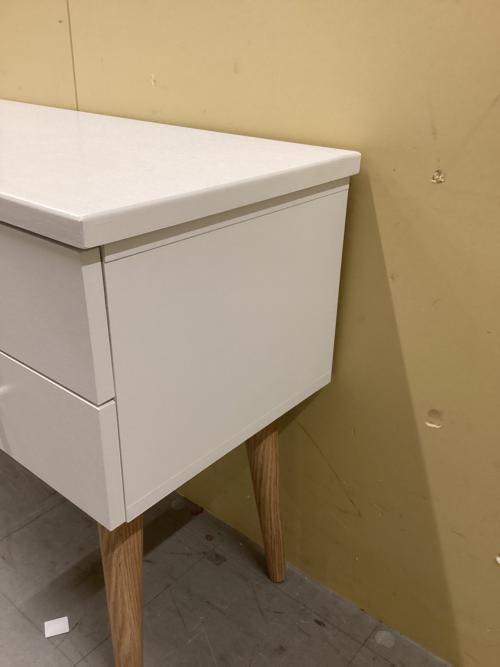 ワークデスク ホワイト×ナチュラル 323 引き出し2段