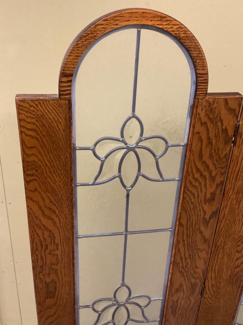 三越家具 (ミツコシカグ) ステンドグラススクリーン ブラウン 3連 オーク材 Brugge