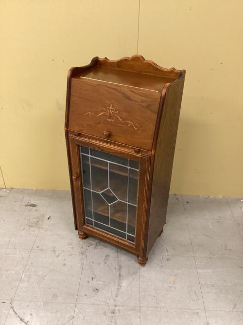 三越家具 (ミツコシカグ) ライティングビューロー ブラウン 幅45/高98/奥25 鏡付 オーク材 Brugge